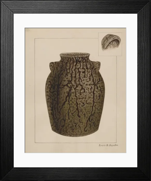 Framed Print : Stoneware Jar, c. 1937. Creator: Annie B Johnston Framed Print : Stoneware Jar, c. 1937. Creator: Annie B Johnston