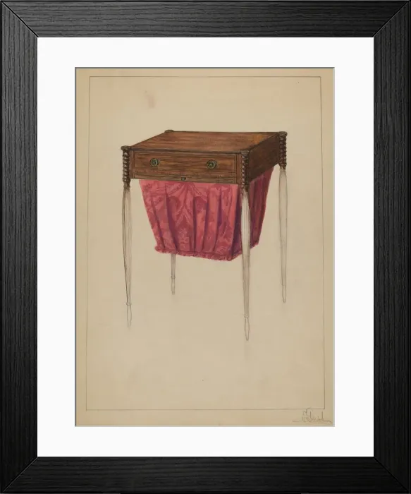 Framed Print : Sewing Table, c. 1936. Creator: Nicholas Gorid Framed Print : Sewing Table, c. 1936. Creator: Nicholas Gorid