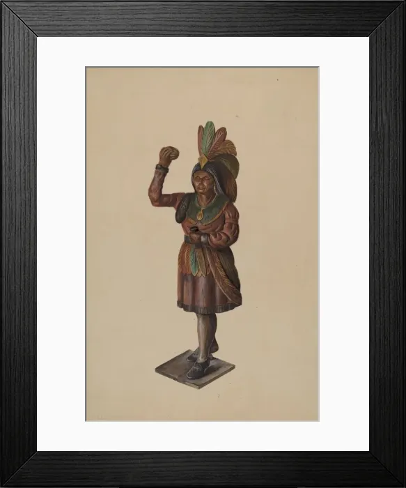 Framed Print : Cigar Store Indian, c. 1936. Creator: Walter Hochstrasser Framed Print : Cigar Store Indian, c. 1936. Creator: Walter Hochstrasser