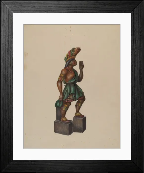 Framed Print : Cigar Store Indian, c. 1936. Creator: Walter Hochstrasser Framed Print : Cigar Store Indian, c. 1936. Creator: Walter Hochstrasser