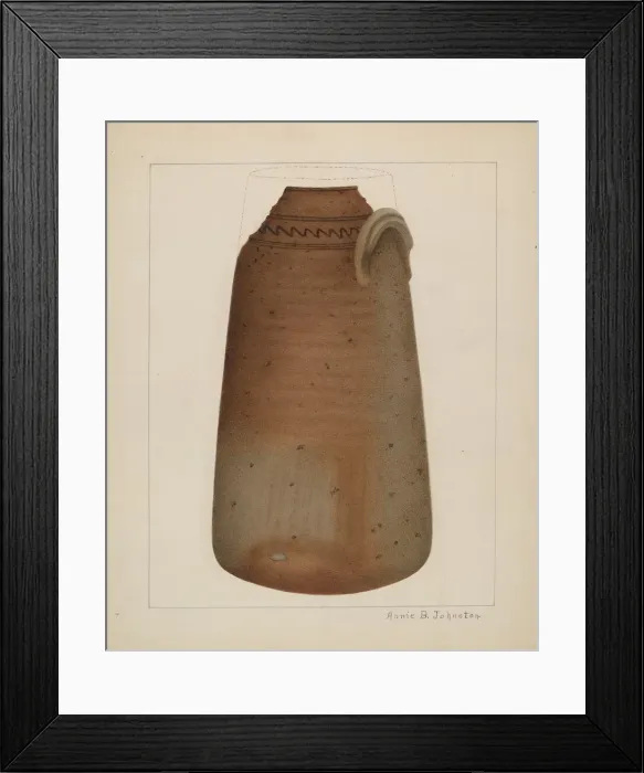 Framed Print : Stoneware Churn, c. 1937. Creator: Annie B Johnston Framed Print : Stoneware Churn, c. 1937. Creator: Annie B Johnston