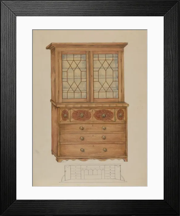 Framed Print : Combination Book Case, Desk, and Bureau, c. 1936. Creator: Henry Meyers Framed Print : Combination Book Case, Desk, and Bureau, c. 1936. Creator: Henry Meyers