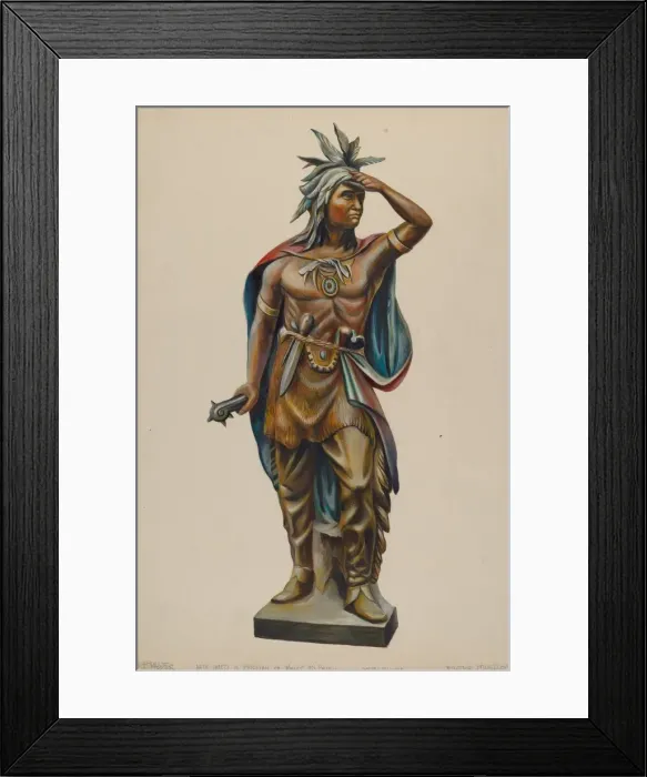 Framed Print : Cigar Store Indian, c. 1938. Creator: Walter Hochstrasser Framed Print : Cigar Store Indian, c. 1938. Creator: Walter Hochstrasser