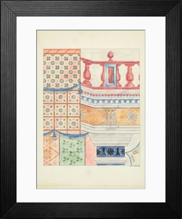 Framed Print : Detail of Wall Painting, 1937. Creator: Randolph F Miller Framed Print : Detail of Wall Painting, 1937. Creator: Randolph F Miller