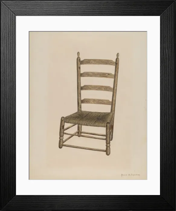 Framed Print : Ladder Back Chair, 1938. Creator: Annie B Johnston Framed Print : Ladder Back Chair, 1938. Creator: Annie B Johnston