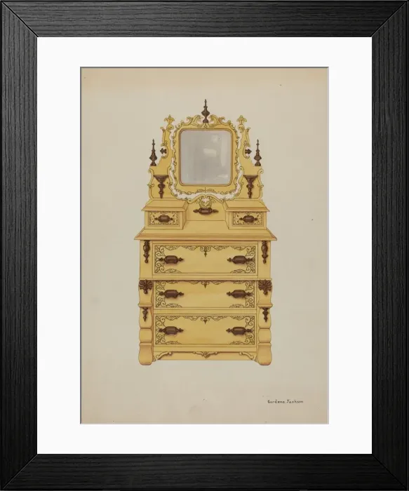 Framed Print : Dresser, c. 1937. Creator: Gordena Jackson Framed Print : Dresser, c. 1937. Creator: Gordena Jackson