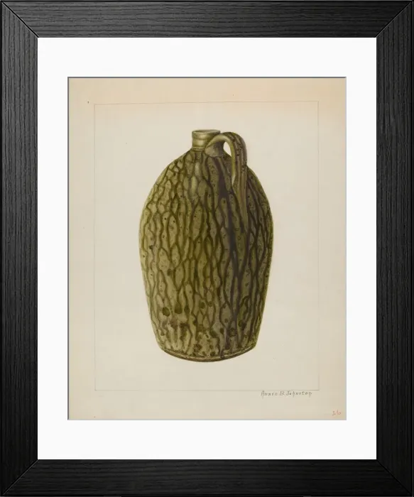 Framed Print : Stoneware Jug, c. 1938. Creator: Annie B Johnston Framed Print : Stoneware Jug, c. 1938. Creator: Annie B Johnston