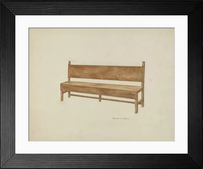 Framed Print : Mission Bench, c. 1936. Creator: Edward Jewett Framed Print : Mission Bench, c. 1936. Creator: Edward Jewett