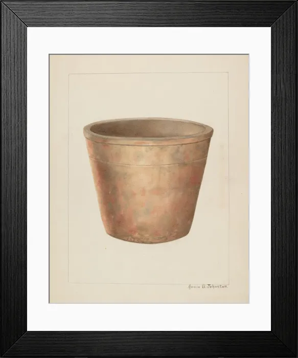 Framed Print : Stoneware Flower Pot, c. 1937. Creator: Annie B Johnston Framed Print : Stoneware Flower Pot, c. 1937. Creator: Annie B Johnston