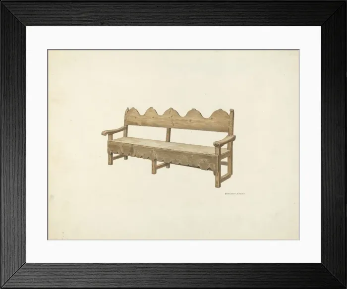 Framed Print : Wooden Bench, c. 1940. Creator: Edward Jewett Framed Print : Wooden Bench, c. 1940. Creator: Edward Jewett