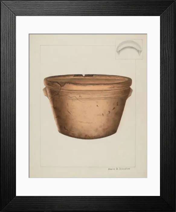 Framed Print : Pottery Flower Pot, c. 1937. Creator: Annie B Johnston Framed Print : Pottery Flower Pot, c. 1937. Creator: Annie B Johnston