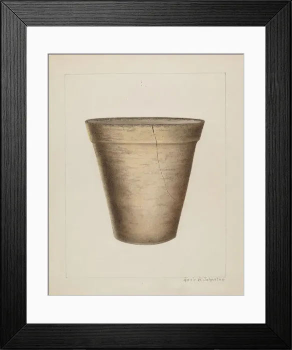 Framed Print : Pottery Flower Pot, c. 1937. Creator: Annie B Johnston Framed Print : Pottery Flower Pot, c. 1937. Creator: Annie B Johnston