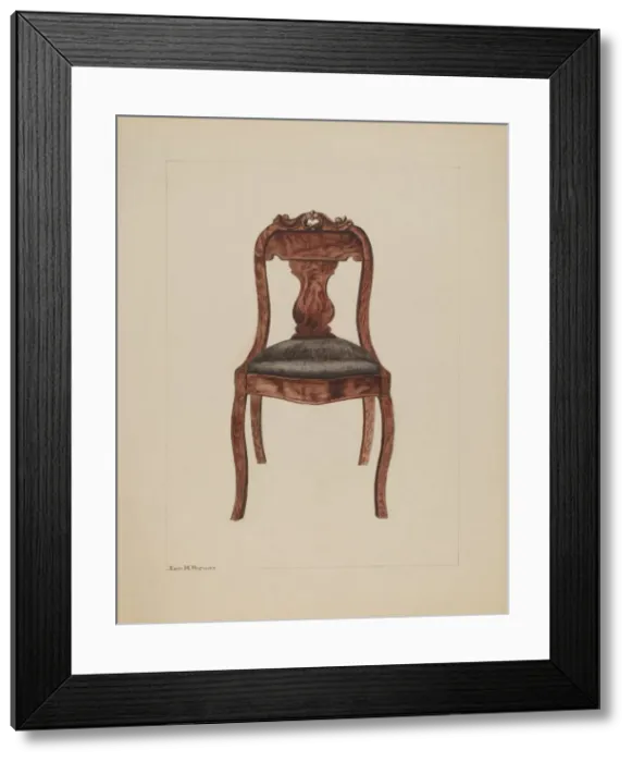 Framed Print : Fiddle-back Chair, c. 1937. Creator: Edith Magnette Framed Print : Fiddle-back Chair, c. 1937. Creator: Edith Magnette