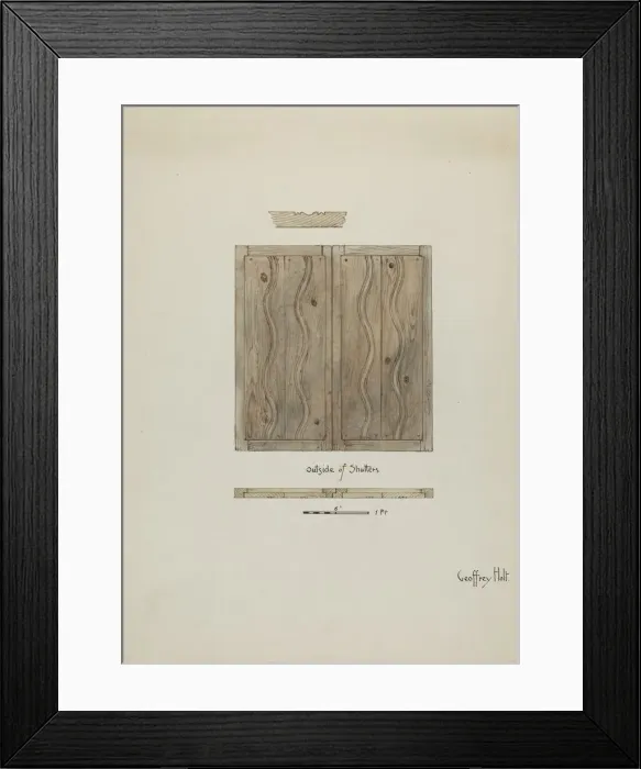 Framed Print : Original Wooden Shutters from Monastery, 1937. Creator: Geoffrey Holt Framed Print : Original Wooden Shutters from Monastery, 1937. Creator: Geoffrey Holt