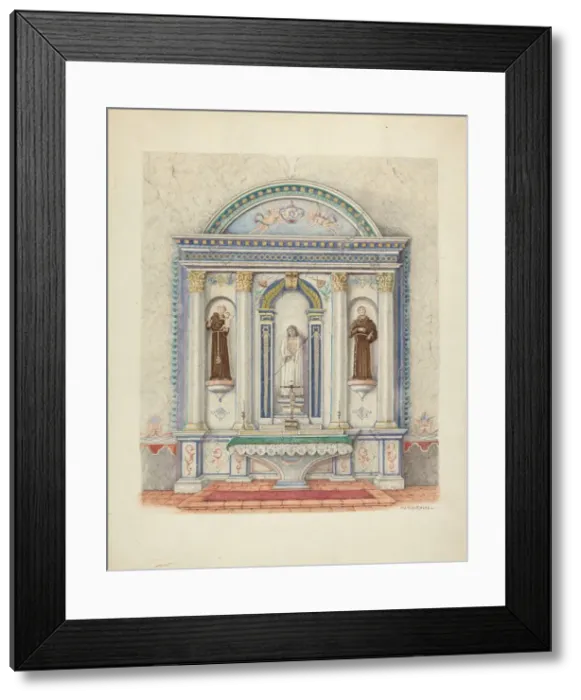 Framed Print : Side Altar, San Luis Rey Mission, 1941. Creator: William Kieckhofel Framed Print : Side Altar, San Luis Rey Mission, 1941. Creator: William Kieckhofel