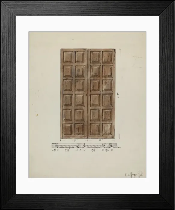 Framed Print : Old Paneled Doors: Main Entrance to Monastery, c. 1936. Creator: Geoffrey Holt Framed Print : Old Paneled Doors: Main Entrance to Monastery, c. 1936. Creator: Geoffrey Holt