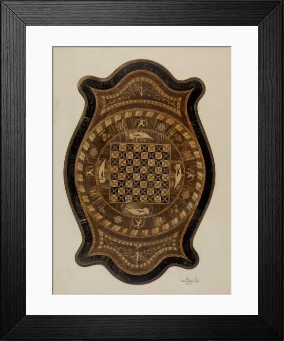Framed Print : Marquetry Table: Showing Inlay Top, 1937. Creator: Geoffrey Holt Framed Print : Marquetry Table: Showing Inlay Top, 1937. Creator: Geoffrey Holt