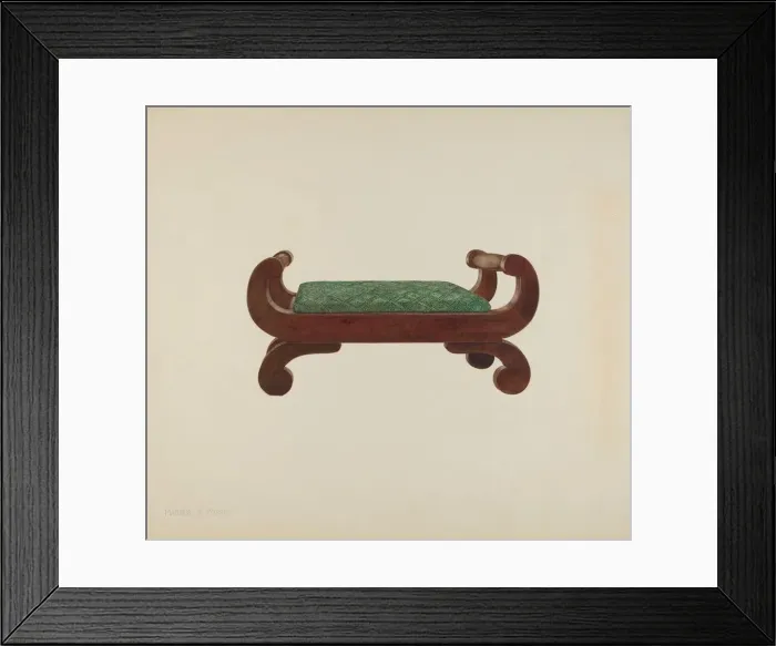 Framed Print : Foot Stool - Mahogany with Horse Hair Covering, c. 1939. Creator: Magnus S. Fossum Framed Print : Foot Stool - Mahogany with Horse Hair Covering, c. 1939. Creator: Magnus S. Fossum