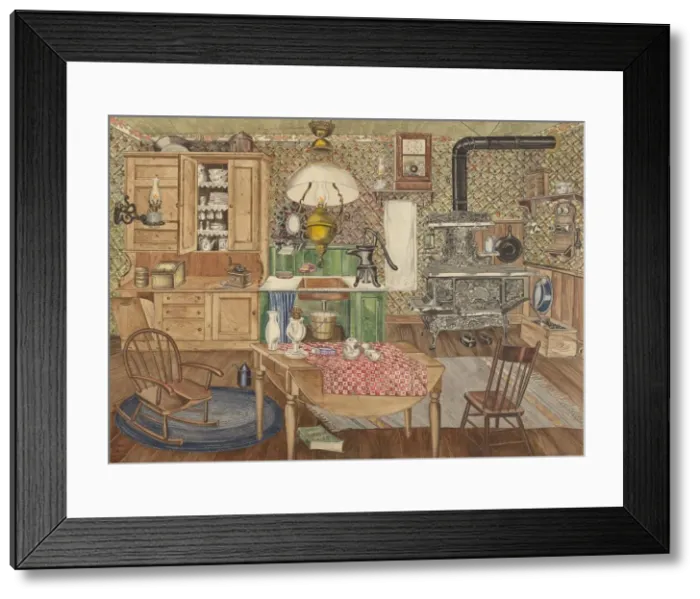 Framed Print : Rural Kitchen, 1935 / 1942. Creator: Perkins Harnly Framed Print : Rural Kitchen, 1935 / 1942. Creator: Perkins Harnly