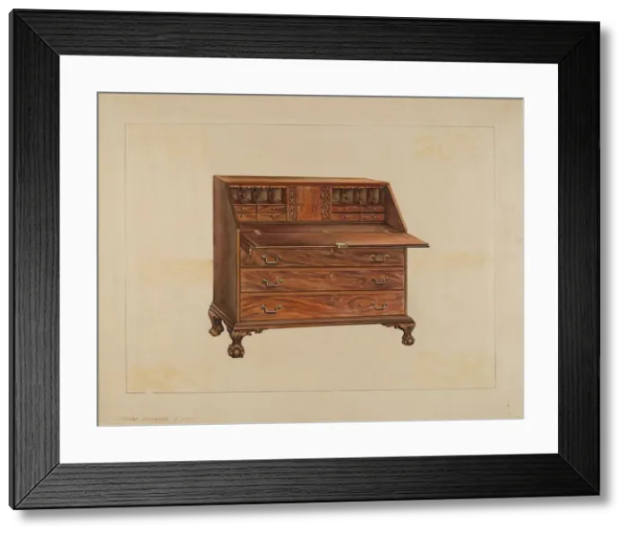 Framed Print : Desk, c. 1936. Creator: Isadore Goldberg Framed Print : Desk, c. 1936. Creator: Isadore Goldberg