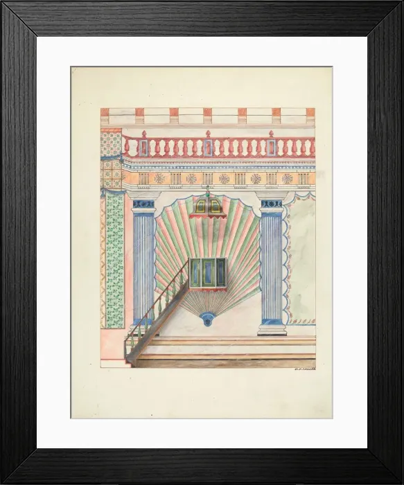 Framed Print : Pulpit and Wall Painting, 1937. Creator: Randolph F Miller Framed Print : Pulpit and Wall Painting, 1937. Creator: Randolph F Miller