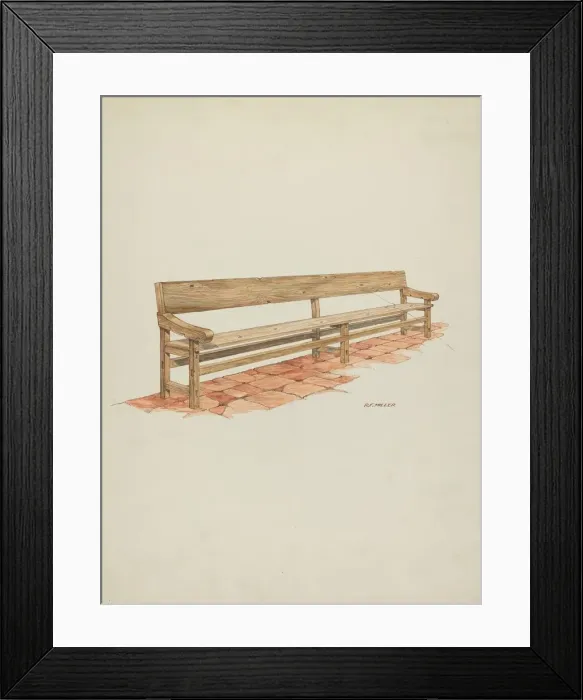 Framed Print : Mission Bench, c. 1936. Creator: Randolph F Miller Framed Print : Mission Bench, c. 1936. Creator: Randolph F Miller