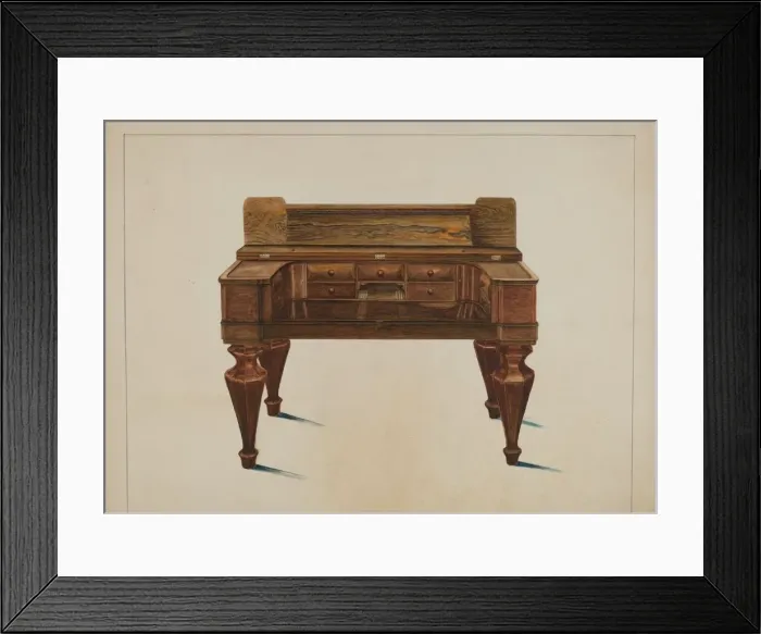 Framed Print : Melodeon Converted into Desk, c. 1937. Creator: Magnus S. Fossum Framed Print : Melodeon Converted into Desk, c. 1937. Creator: Magnus S. Fossum