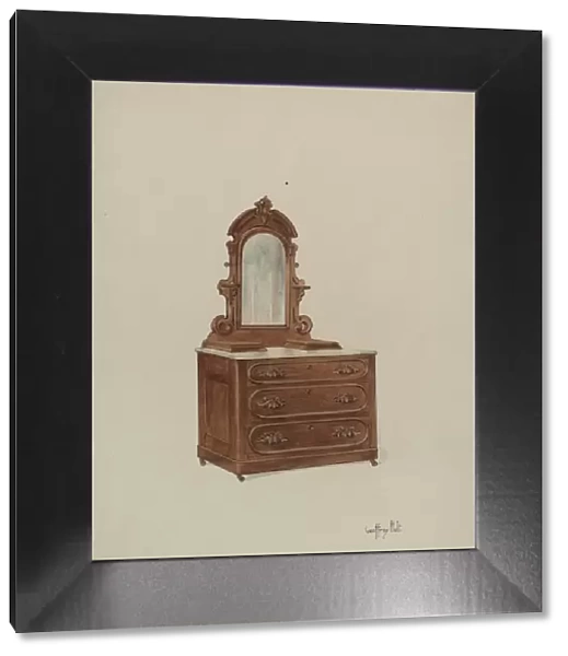 Dresser with Marble Top, c. 1937. Creator: Geoffrey Holt