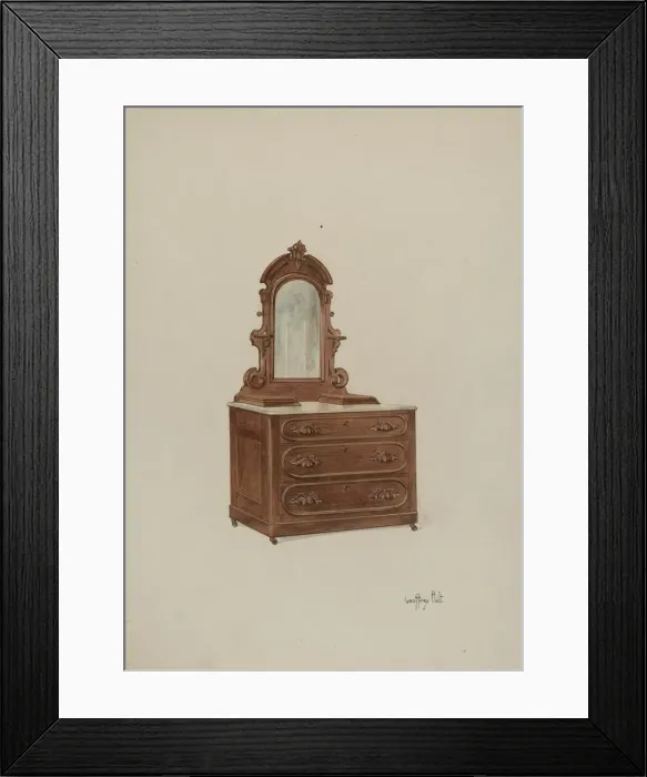 Framed Print : Dresser with Marble Top, c. 1937. Creator: Geoffrey Holt Framed Print : Dresser with Marble Top, c. 1937. Creator: Geoffrey Holt