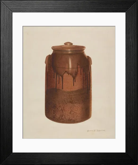 Framed Print : Pottery Jar with Lid, c. 1938. Creator: Annie B Johnston Framed Print : Pottery Jar with Lid, c. 1938. Creator: Annie B Johnston