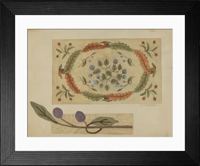 Framed Print : Embroidered Rug, 1935 / 1942. Creator: Jules Lefevere Framed Print : Embroidered Rug, 1935 / 1942. Creator: Jules Lefevere
