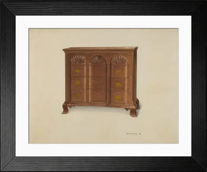 Framed Print : Block Front Chest of Drawers, 1936. Creator: Alvin M Gully Framed Print : Block Front Chest of Drawers, 1936. Creator: Alvin M Gully