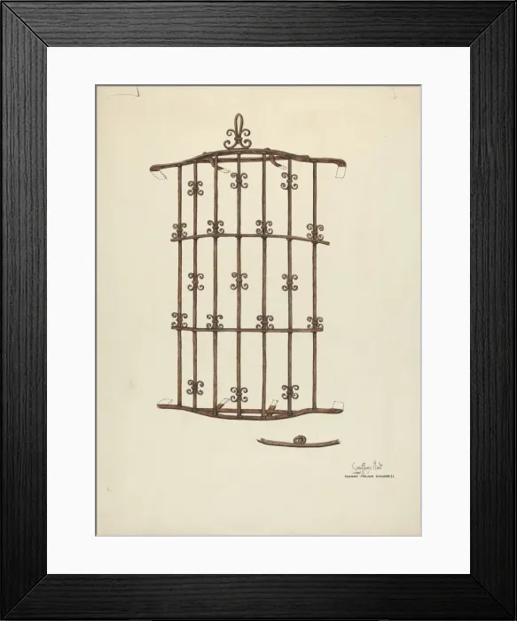 Framed Print : Iron Window Grille, 1936. Creators: Geoffrey Holt, Harry Mann Waddell Framed Print : Iron Window Grille, 1936. Creators: Geoffrey Holt, Harry Mann Waddell
