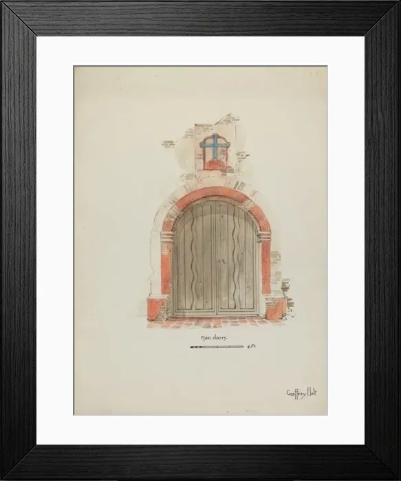 Framed Print : Doorway, Main Entrance to Mission, c. 1937. Creator: Geoffrey Holt Framed Print : Doorway, Main Entrance to Mission, c. 1937. Creator: Geoffrey Holt