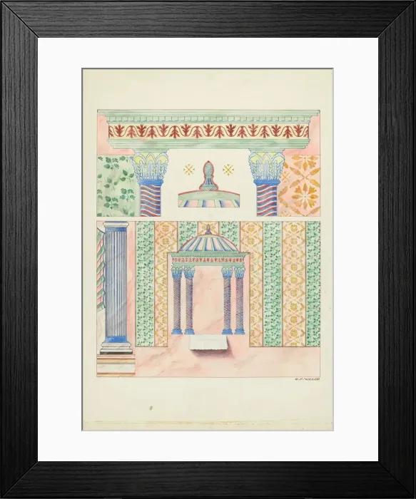 Framed Print : Details of Wall Paintings, Side Wall of Sanctuary, 1935 / 1939. Creator: Randolph F Miller Framed Print : Details of Wall Paintings, Side Wall of Sanctuary, 1935 / 1939. Creator: Randolph F Miller