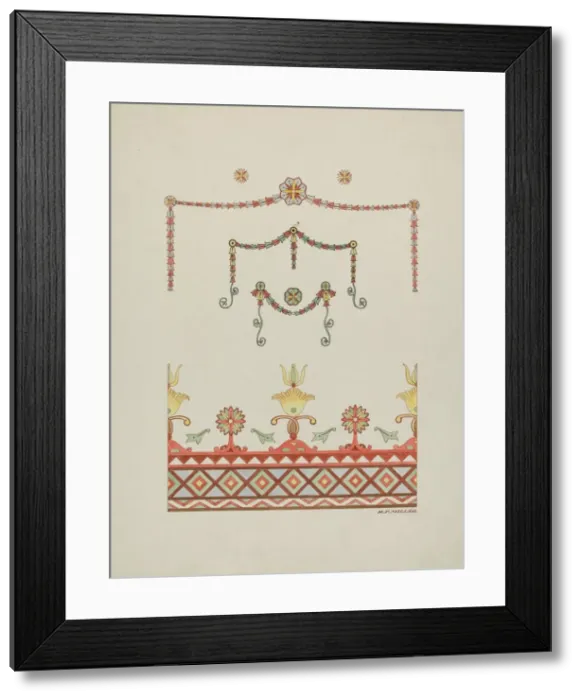 Framed Print : Wall Decorations (Drawing Made from a Restoration), 1936. Creator: Randolph F Miller Framed Print : Wall Decorations (Drawing Made from a Restoration), 1936. Creator: Randolph F Miller
