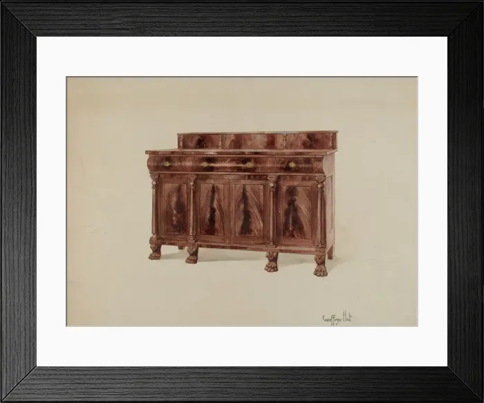 Framed Print : Sideboard, Mahogany, 1937. Creator: Geoffrey Holt Framed Print : Sideboard, Mahogany, 1937. Creator: Geoffrey Holt