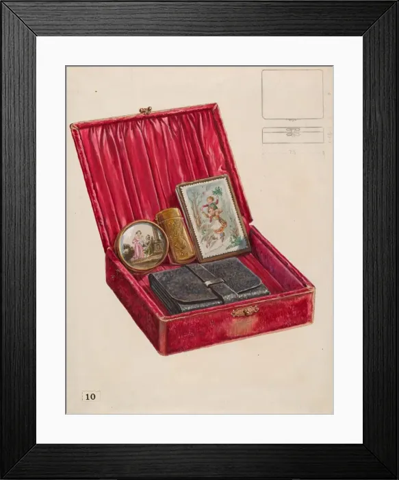 Framed Print : Ladys Dressing Case, c. 1936. Creator: Thomas Holloway Framed Print : Ladys Dressing Case, c. 1936. Creator: Thomas Holloway
