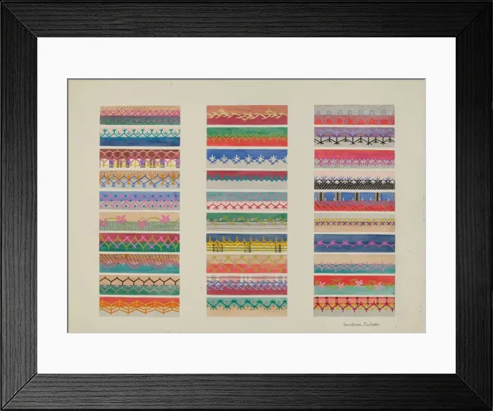 Framed Print : Feather Stitching, c. 1937. Creator: Gordena Jackson Framed Print : Feather Stitching, c. 1937. Creator: Gordena Jackson