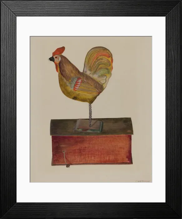 Framed Print : Crowing Cock, c. 1937. Creator: Chris Makrenos Framed Print : Crowing Cock, c. 1937. Creator: Chris Makrenos