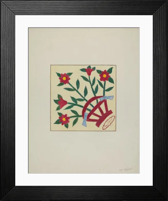 Framed Print : Pieced Quilt (1 Square), c. 1940. Creator: William Herbert Framed Print : Pieced Quilt (1 Square), c. 1940. Creator: William Herbert