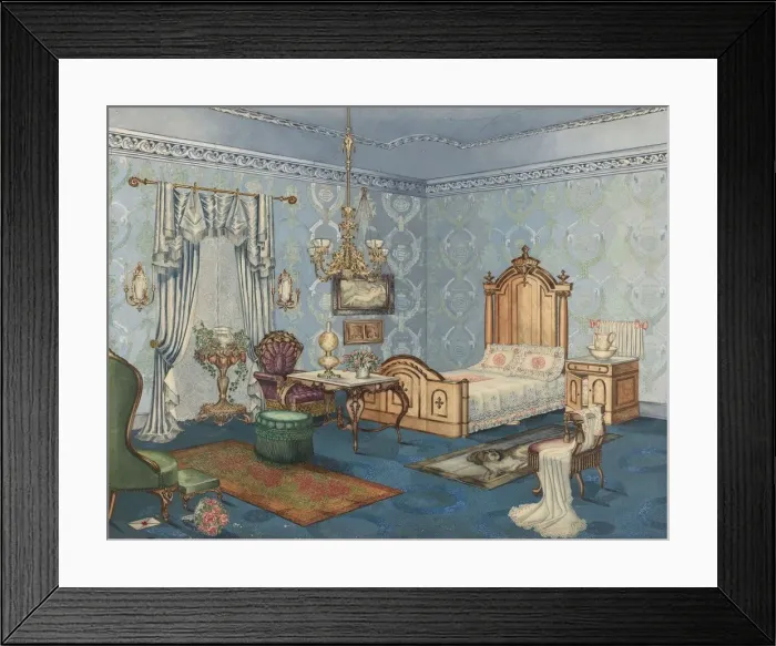Framed Print : Bedroom, 1882, c. 1941. Creator: Perkins Harnly Framed Print : Bedroom, 1882, c. 1941. Creator: Perkins Harnly