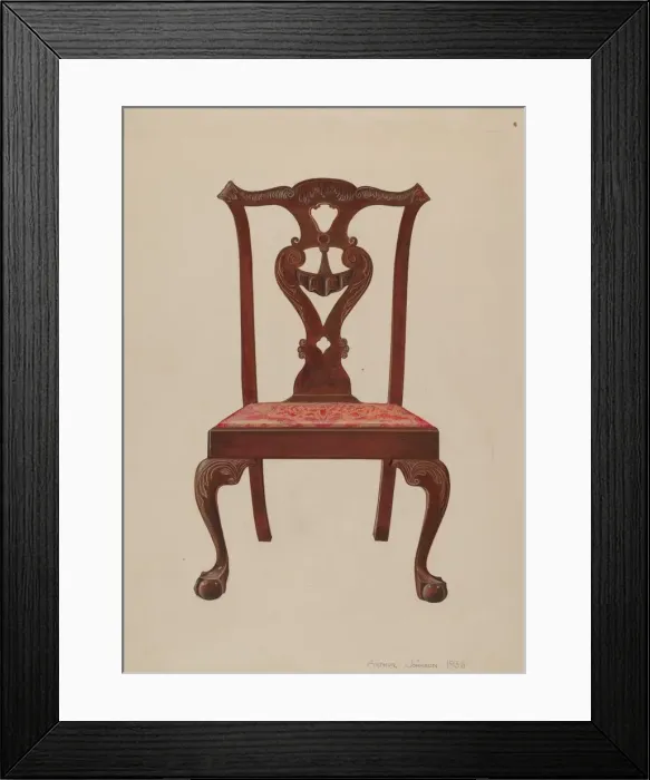Framed Print : Chippendale Mahogany Side Chair, 1936. Creator: Arthur Johnson Framed Print : Chippendale Mahogany Side Chair, 1936. Creator: Arthur Johnson