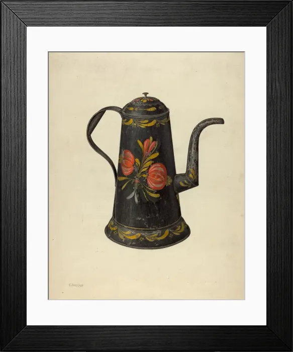 Framed Print : Toleware Coffee Pot, 1935 / 1942. Creator: Charles Henning Framed Print : Toleware Coffee Pot, 1935 / 1942. Creator: Charles Henning