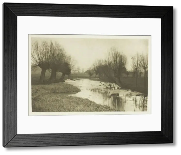 Framed Print : A Backwater on the Lea, 1880s. Creator: Peter Henry Emerson Framed Print : A Backwater on the Lea, 1880s. Creator: Peter Henry Emerson