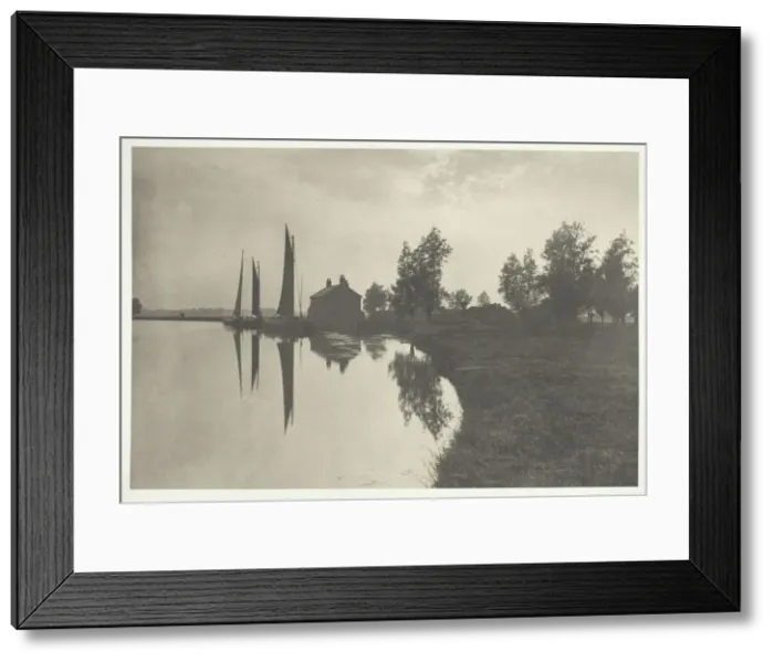Framed Print : Cantley: Wherries Waiting for the Turn of the Tide, 1886. Creator: Peter Henry Emerson Framed Print : Cantley: Wherries Waiting for the Turn of the Tide, 1886. Creator: Peter Henry Emerson