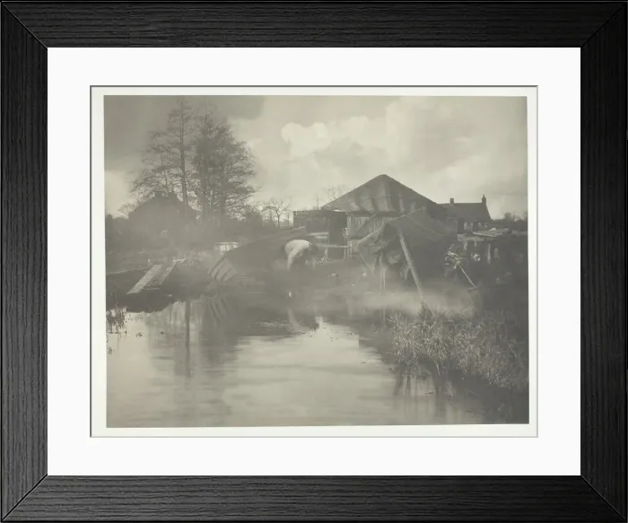 Framed Print : A Norfolk Boat-Yard, 1886. Creator: Peter Henry Emerson