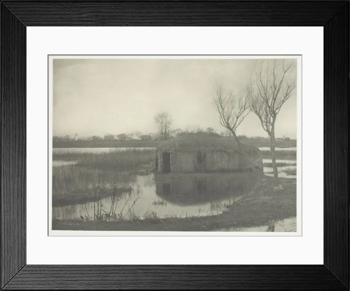 Framed Print : A Reed Boat-House, 1886. Creator: Peter Henry Emerson Framed Print : A Reed Boat-House, 1886. Creator: Peter Henry Emerson