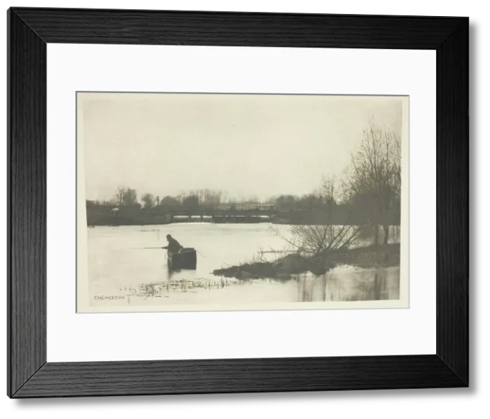 Framed Print : Fields Weir, Near Rye House, 1888. Creator: Peter Henry Emerson Framed Print : Fields Weir, Near Rye House, 1888. Creator: Peter Henry Emerson