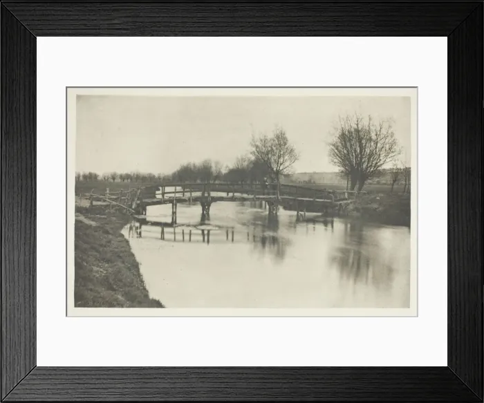 Framed Print : Footbridge Near Chestnut, 1880s. Creator: Peter Henry Emerson Framed Print : Footbridge Near Chestnut, 1880s. Creator: Peter Henry Emerson